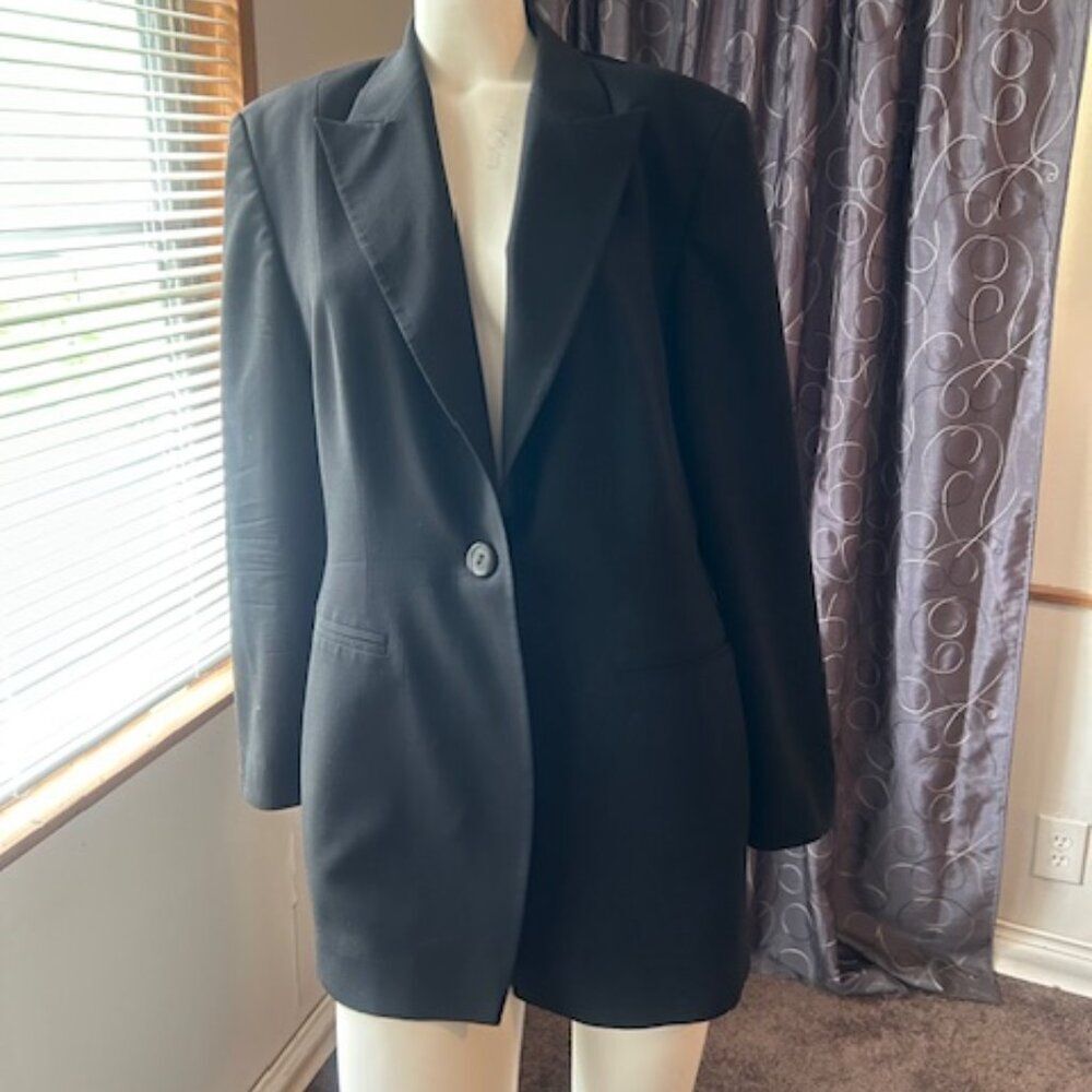 Saks Fifth Avenue Collection Black Wool 1 button blazer, size 16